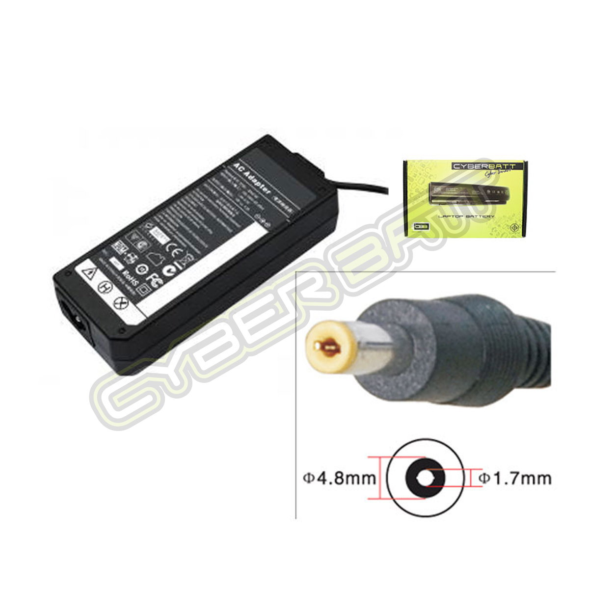 Adapter HP 18.5V-2.7A : 50W (4.8*1.7*12 mm) Cyberbatt