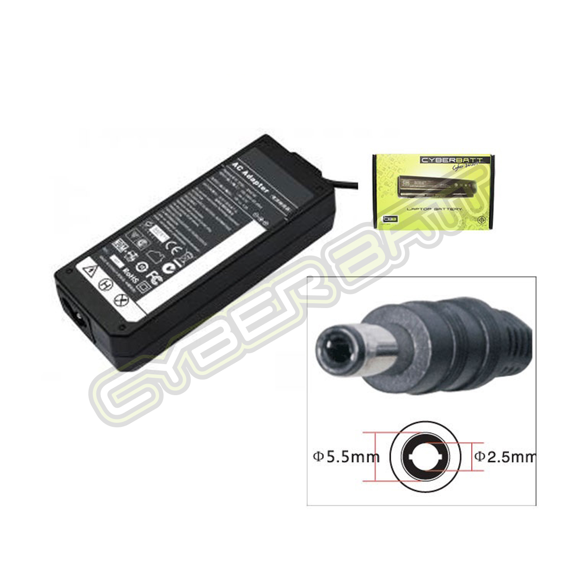 Adapter HP 18.5V-3.50A (5.5*2.5*12 mm) Cyberbatt