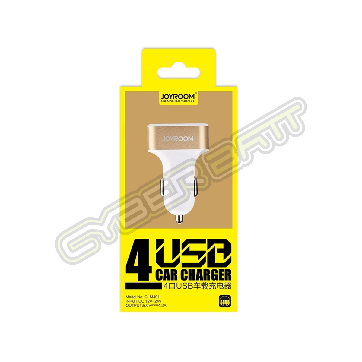 CHARGING C-M401 Smart Chip 5V/4.2A  4-USB Port Quick Charge Car for Smartphones & Tablets & Power Bank Joyroom (Gold)