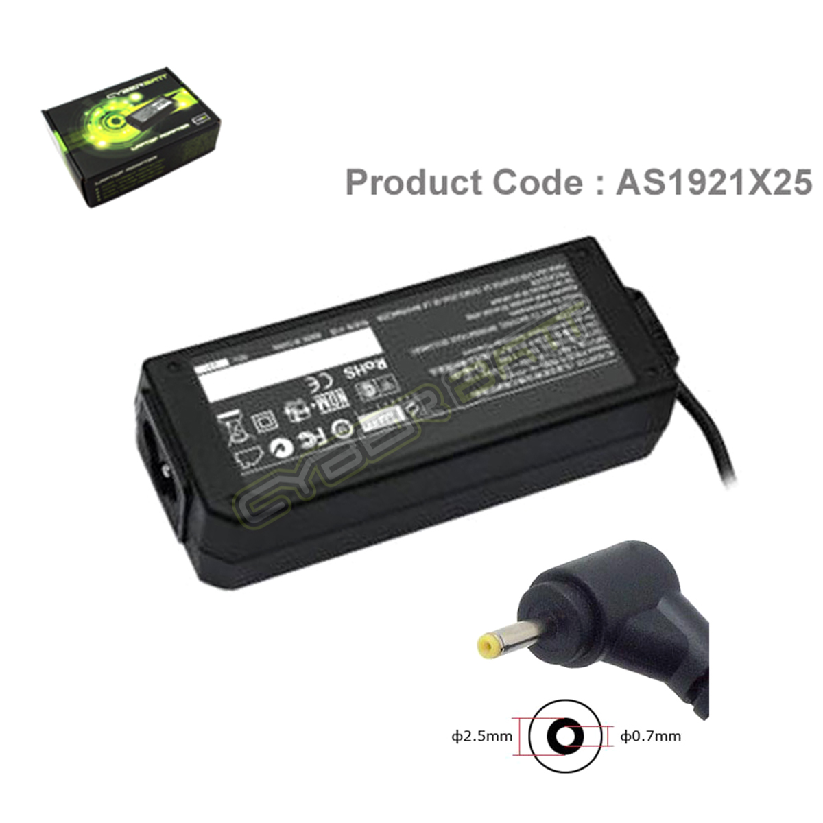 Adapter Asus 19.0V-2.10A : 40W (2.5*0.7*7 mm) Cyberbatt
