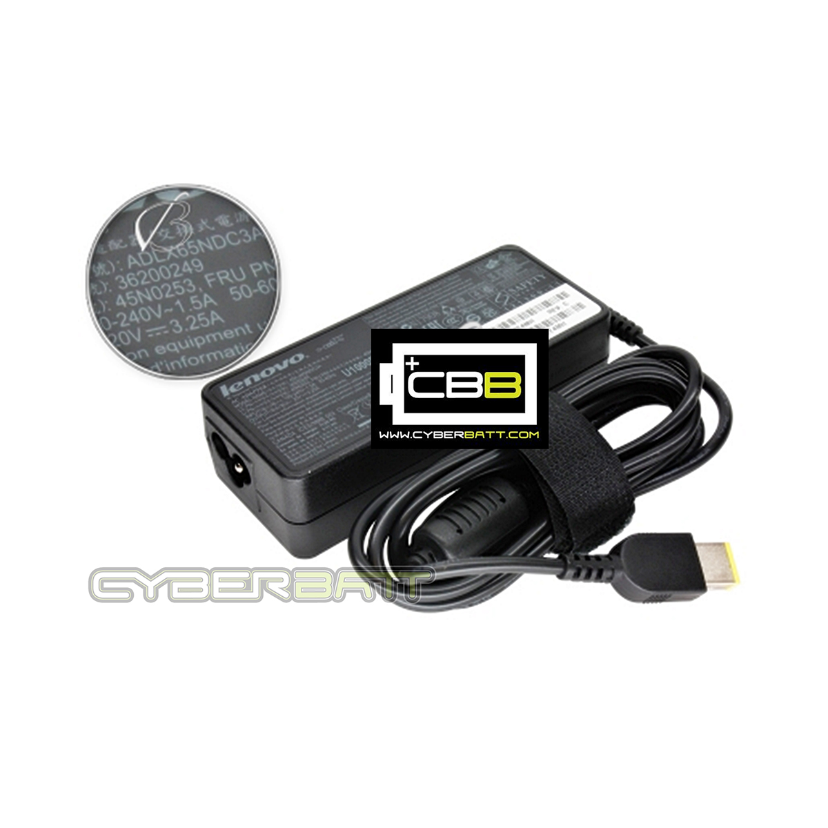 Adapter Lenovo 20.0V-3.25A : 65W (USB Connector) Cyberbatt