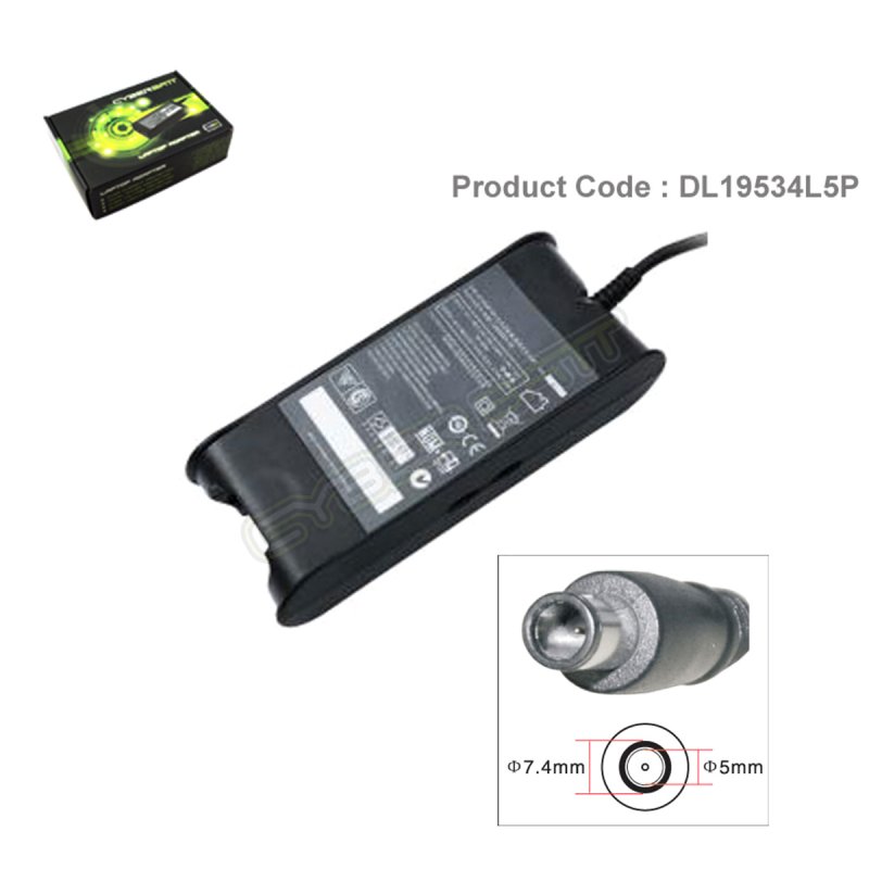 Adapter Dell 19.5V-3.34A : 65W (7.4*5.0*12 mm with pin) Cyberbatt