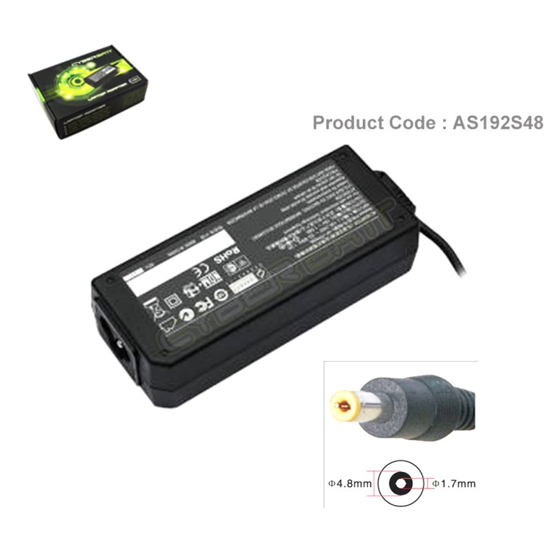 Adapter Asus 19.0V-2.64A : 50W (4.8*1.7*12 mm) Cyberbatt