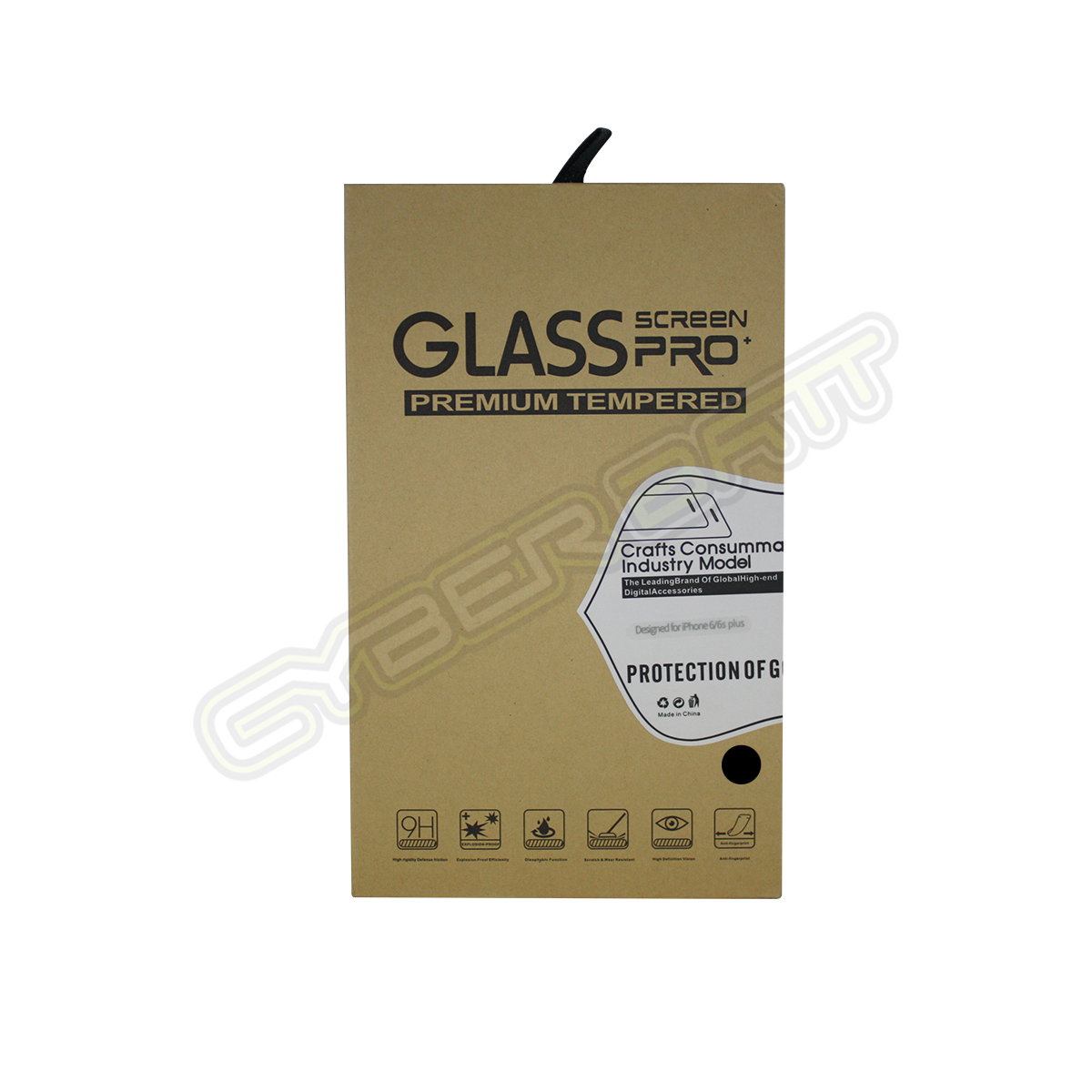 ฟิล์มกระจกกันรอย iPhone 6/ 6s ขอบแข็ง สีดำ  (CYBERBATT)