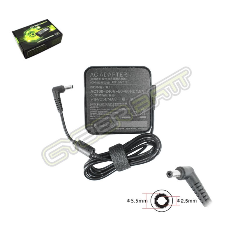 Adapter Asus 19.0V-4.74A Ultra Book : 90W (5.5*2.5 mm) New Shape  Cyberbatt
