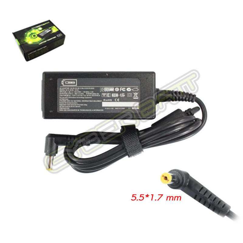 Adapter Acer 19.0V-2.37A : 45W (5.5*1.7*12mm) Cyberbatt