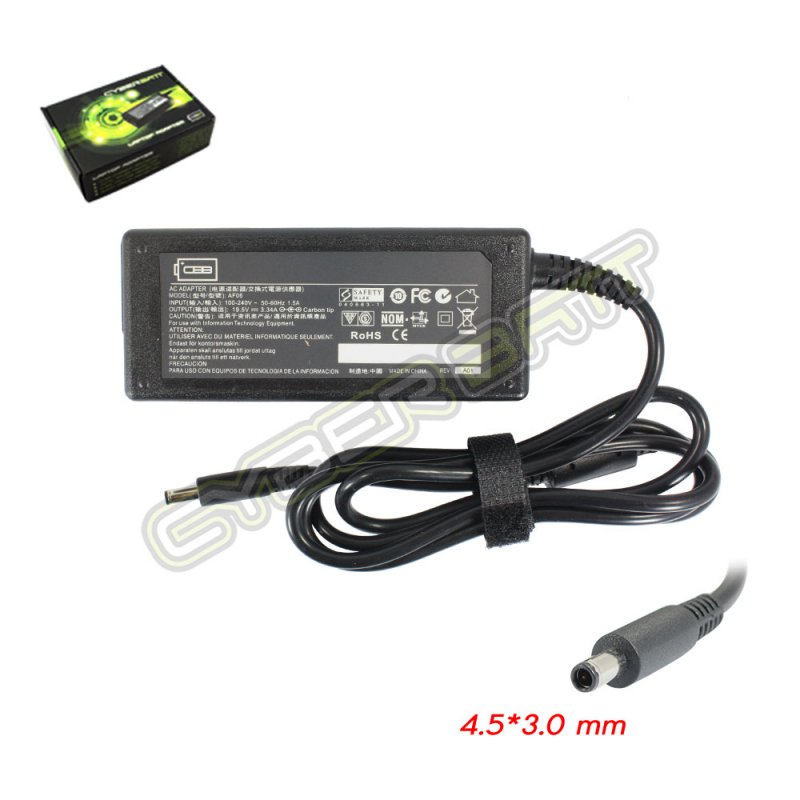 Adapter Dell 19.5V-3.34A : 65W (4.5*3.0*12 mm with pin) Cyberbatt