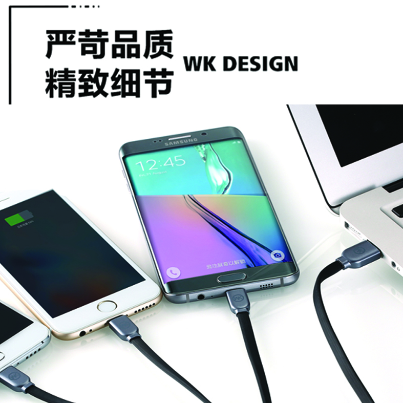 CHARGING CABLE WDC-010  3 in 1 Micro USB/Lightning/Type-C Platinum (Black) 