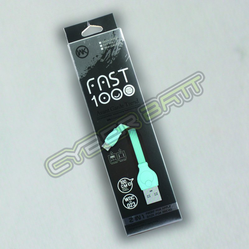 CHARGING CABLE WDC-023 2-in-1 1M Fast (Blue) 