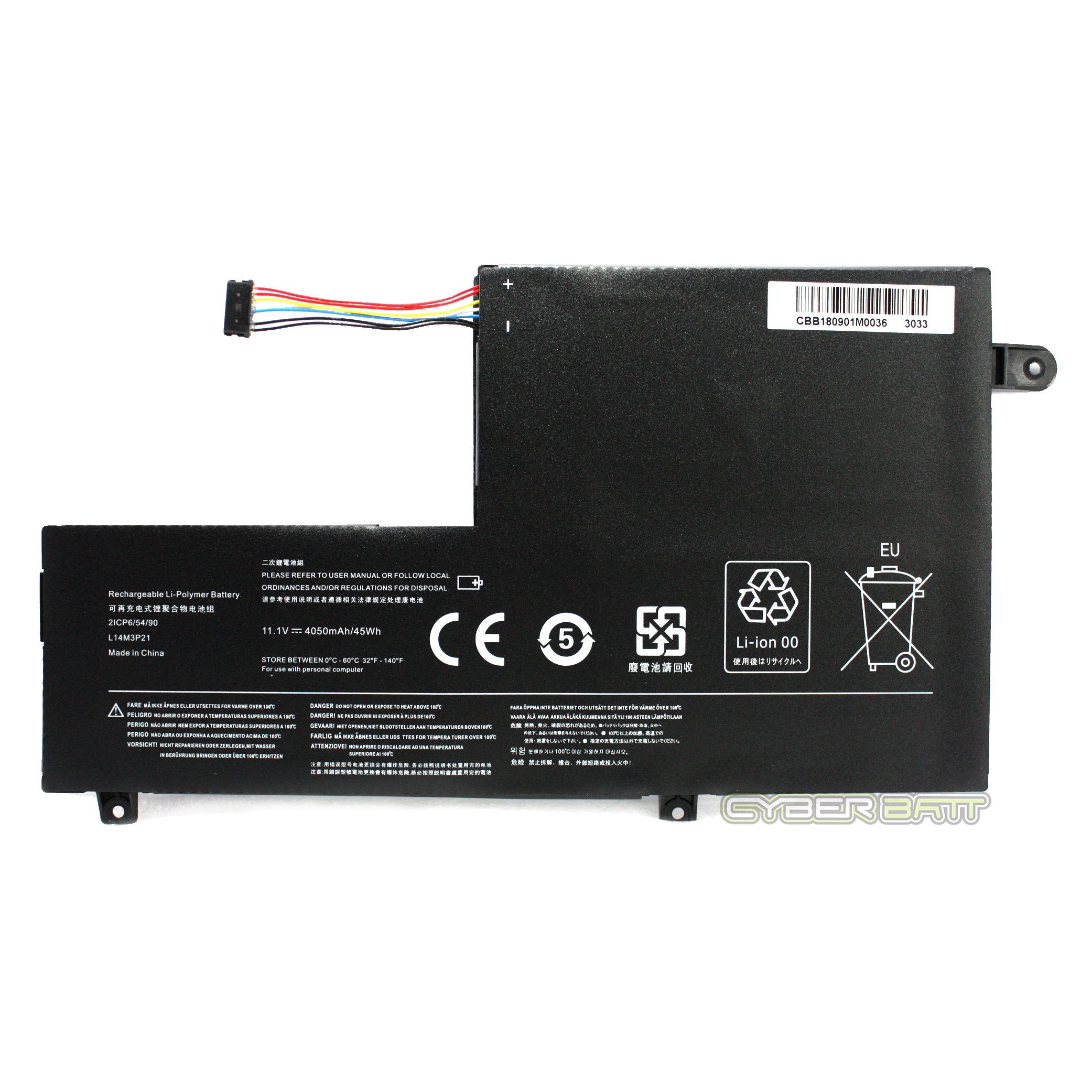 Battery Lenovo Flex 3 1480 Genuine L14M3P21 : 11.1v-4050 mAh Black (CBB)