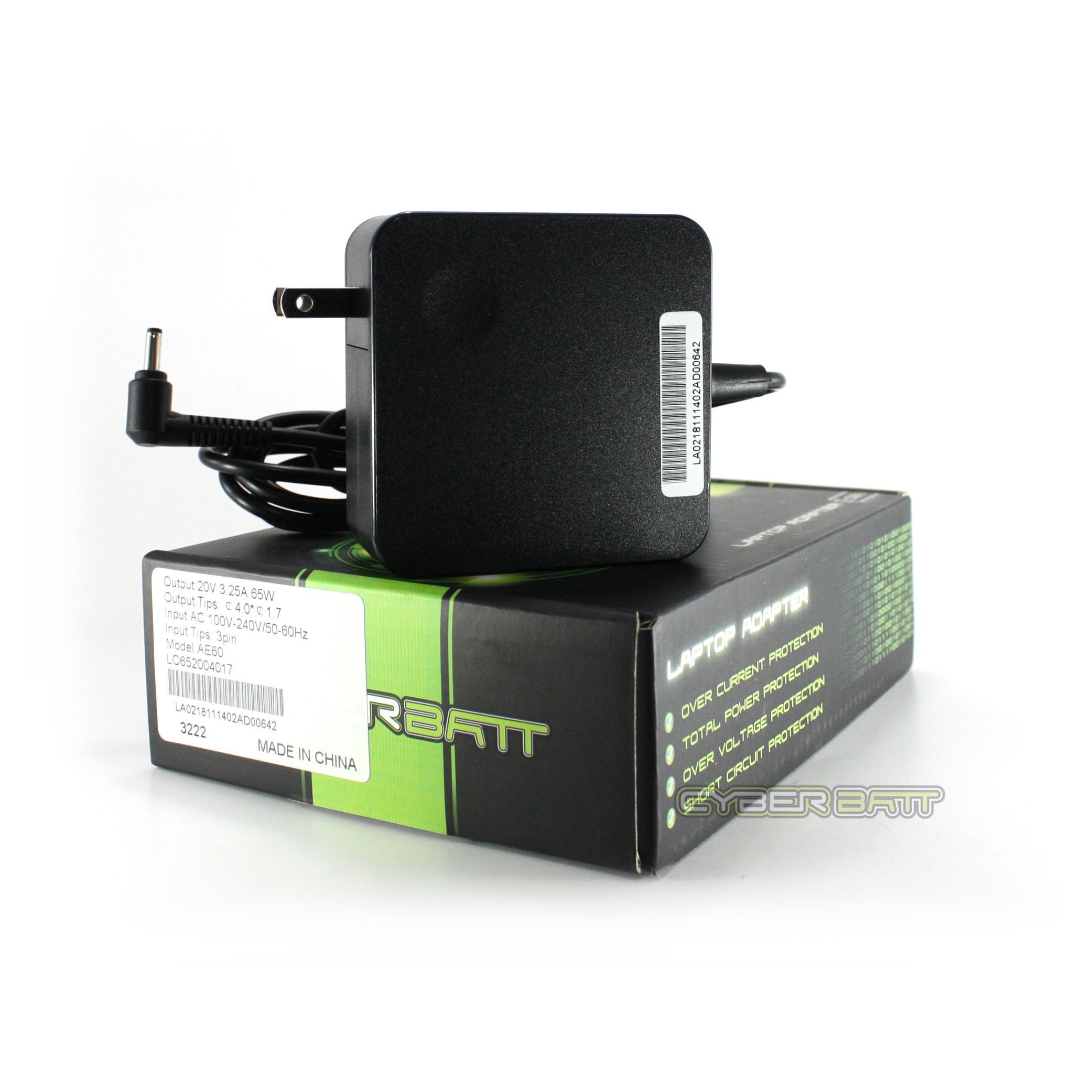 Adapter LENOVO 20.0V-3.25A : 65W (4.0*1.7mm) New Shape cyberbatt