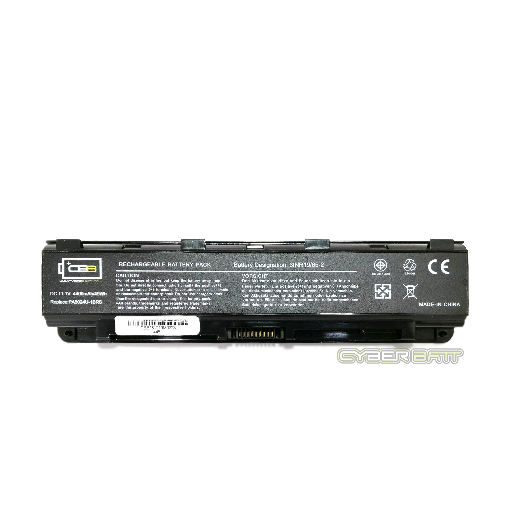 Battery Toshiba Satellite Pro L850 PA5024U-1BRS : 11.1V-4400mAh Black (CYBERBATT)