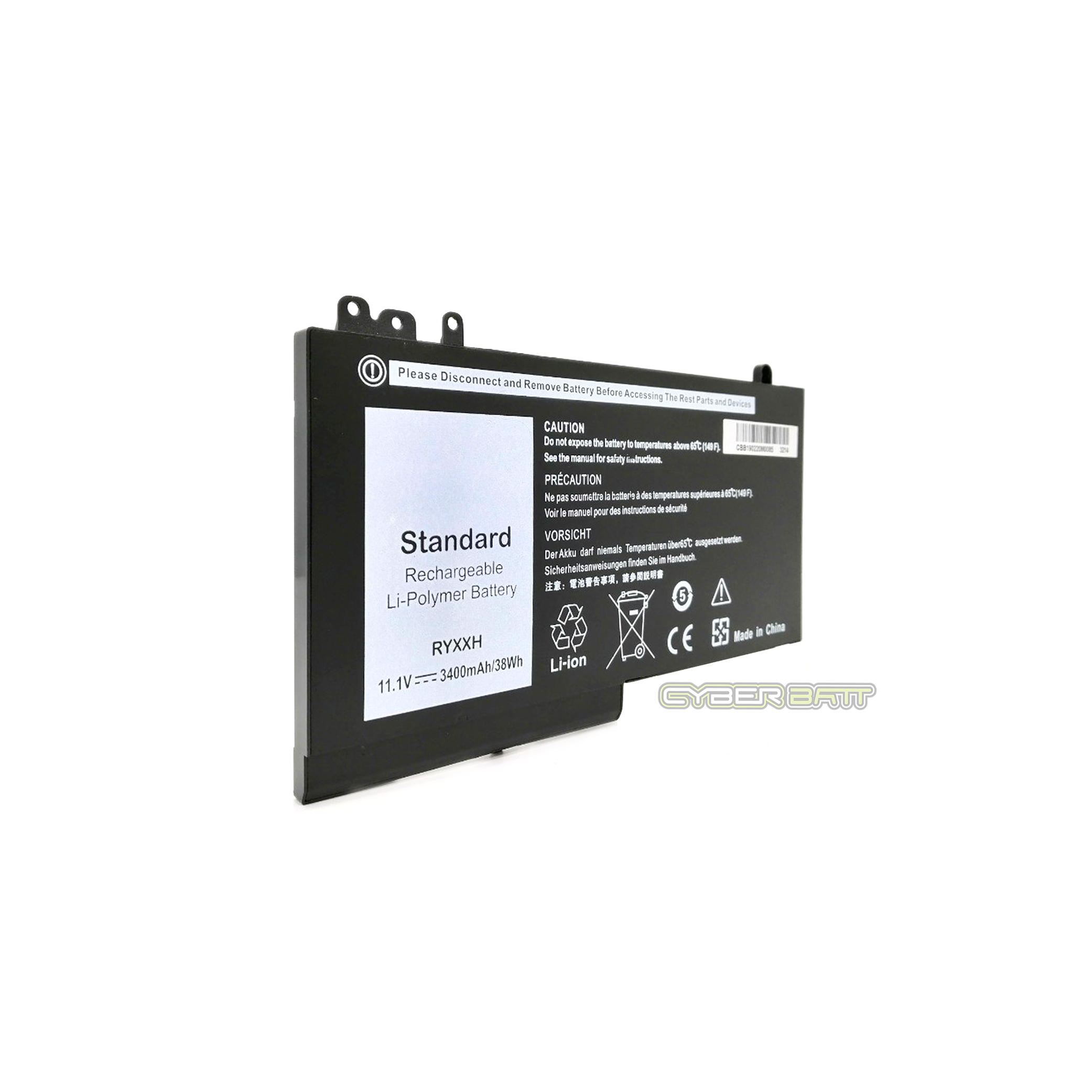 Battery Dell Latitude E5550 RYXXH : 11.1V-3400mAh/38Wh Black (OEM)