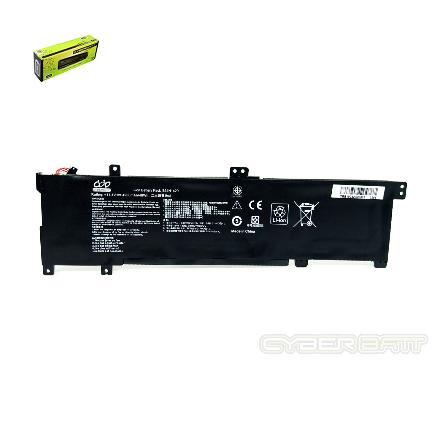 Battery Asus K501 B31N1429-3S1P : 11.4 V- 48Wh Black (CBB)