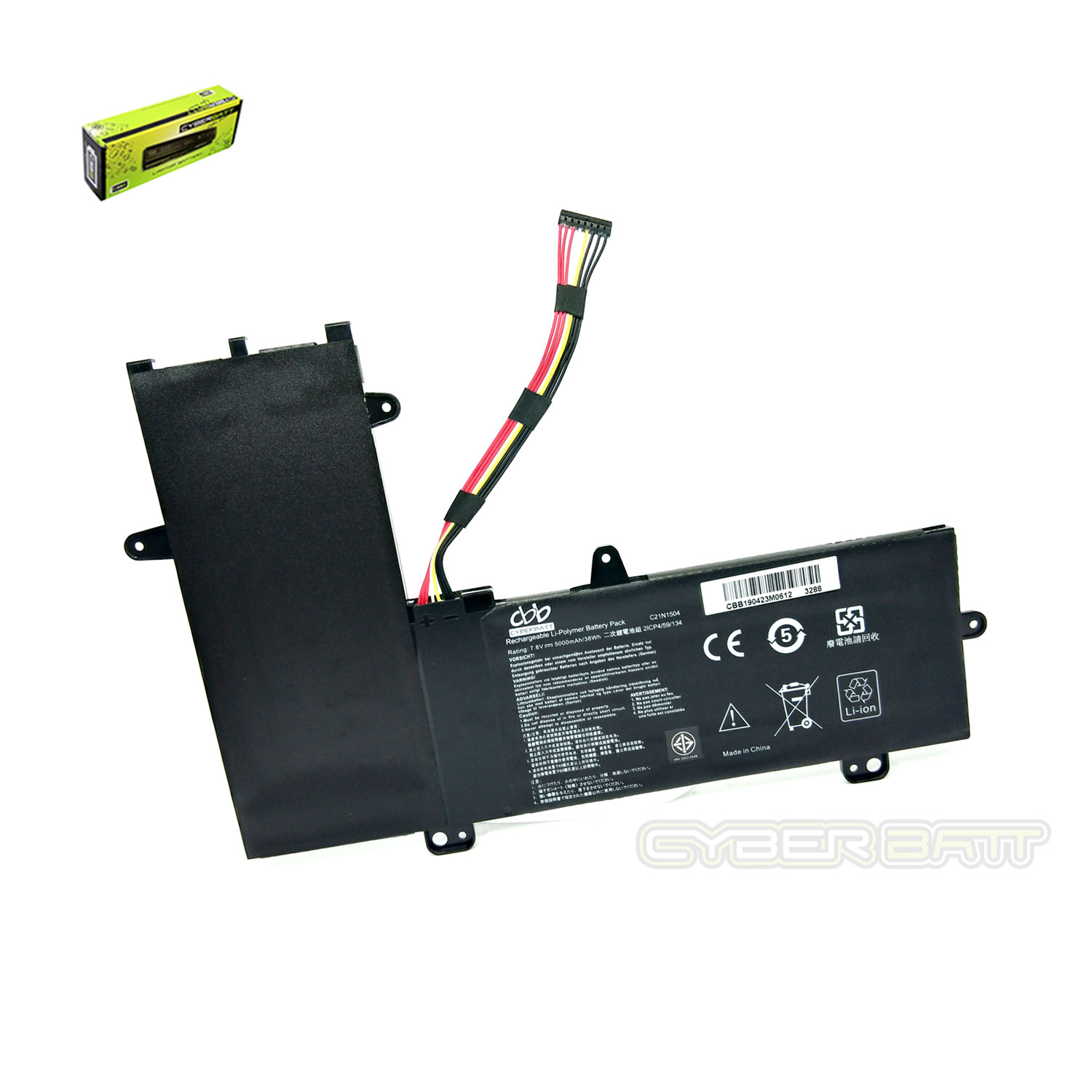 Battery Asus VivoBook Flip TP200SA C21N1504-2S1P : 7.6 V-38Wh Black (CBB)