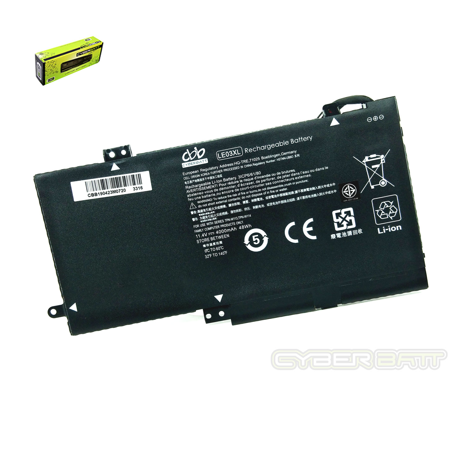 Battery HP Envy X360 LE03-3S1P : 11.4V- 48Wh Black (CBB)