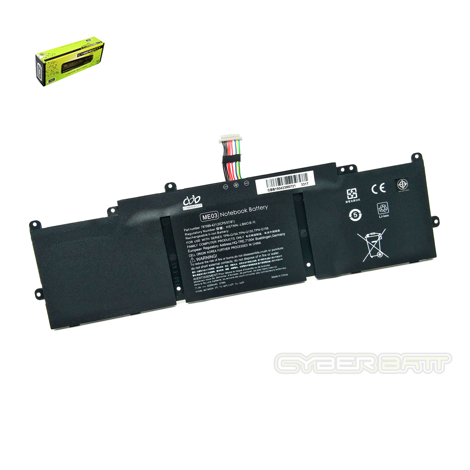 Battery HP Stream 13-c001TU ME03-3S1P : 11.4 V-37Wh Black (CBB)