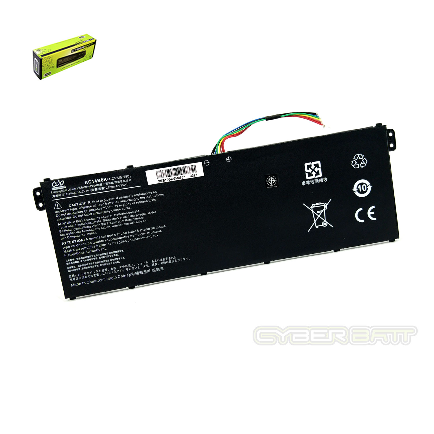 Battery Acer Aspire V3-331 AC14B8K-4S1P : 15.2V-2200mAh Black (CBB)