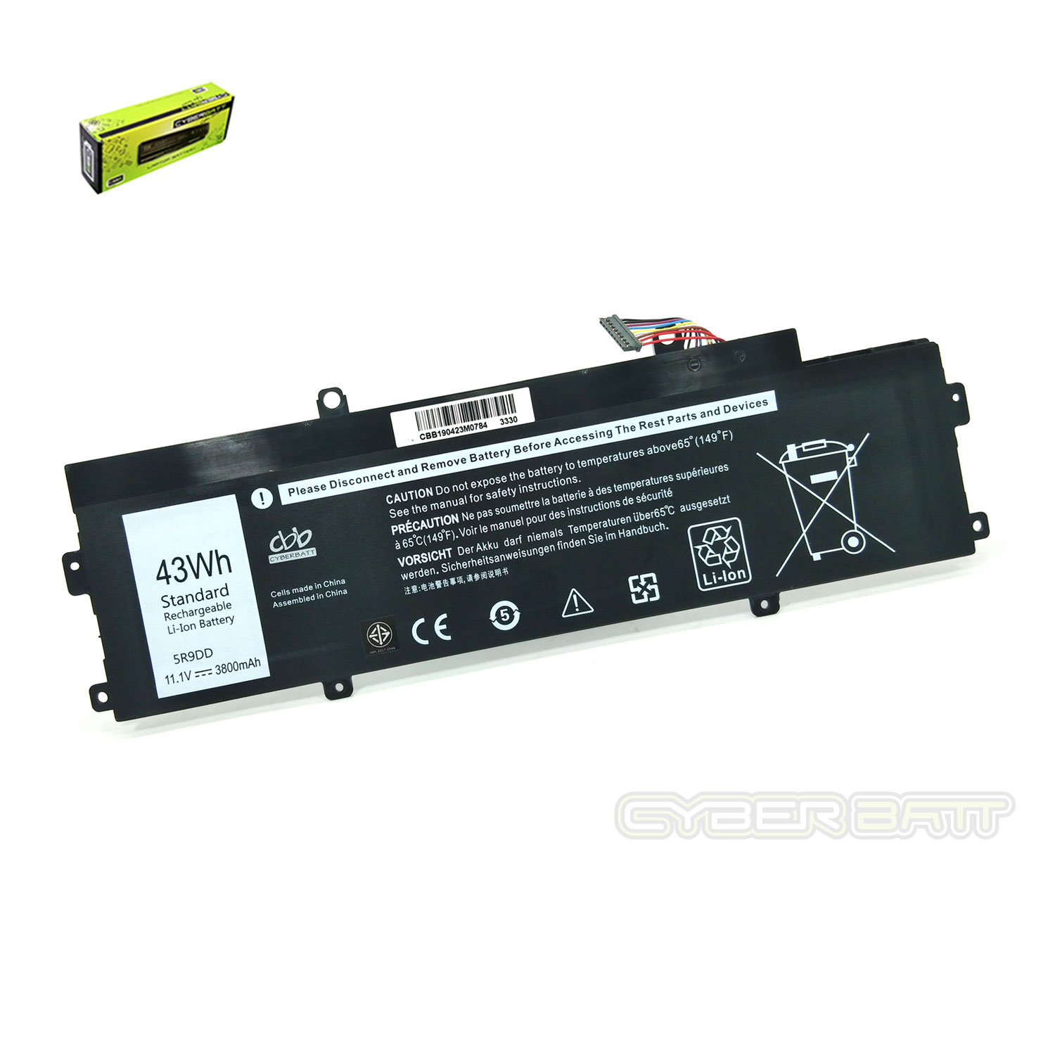 Battery Dell Chromebook 11 3120 5R9DD-3S1P: 11.1V- 43Wh Black (CBB)
