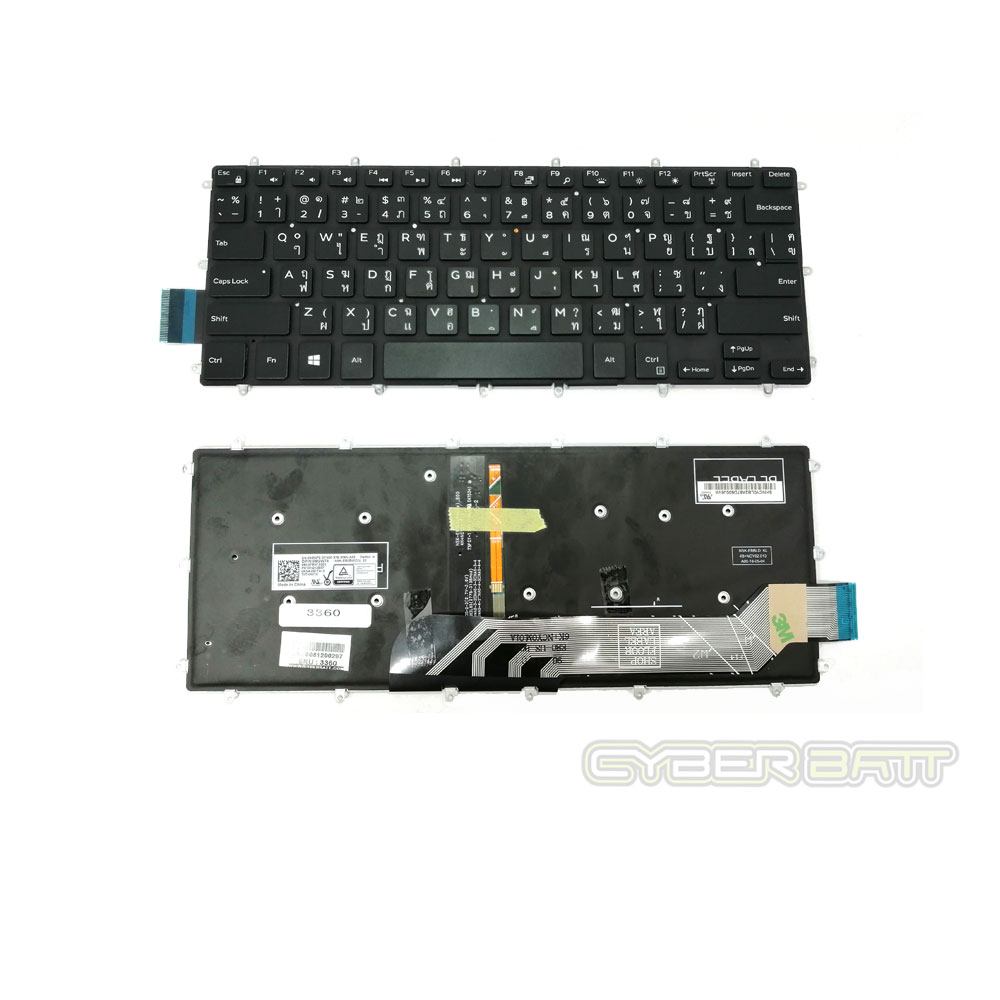 Keyboard Dell Inspiron 13 5368 Black TH คีบอร์ดโน๊ตบุ๊ค 