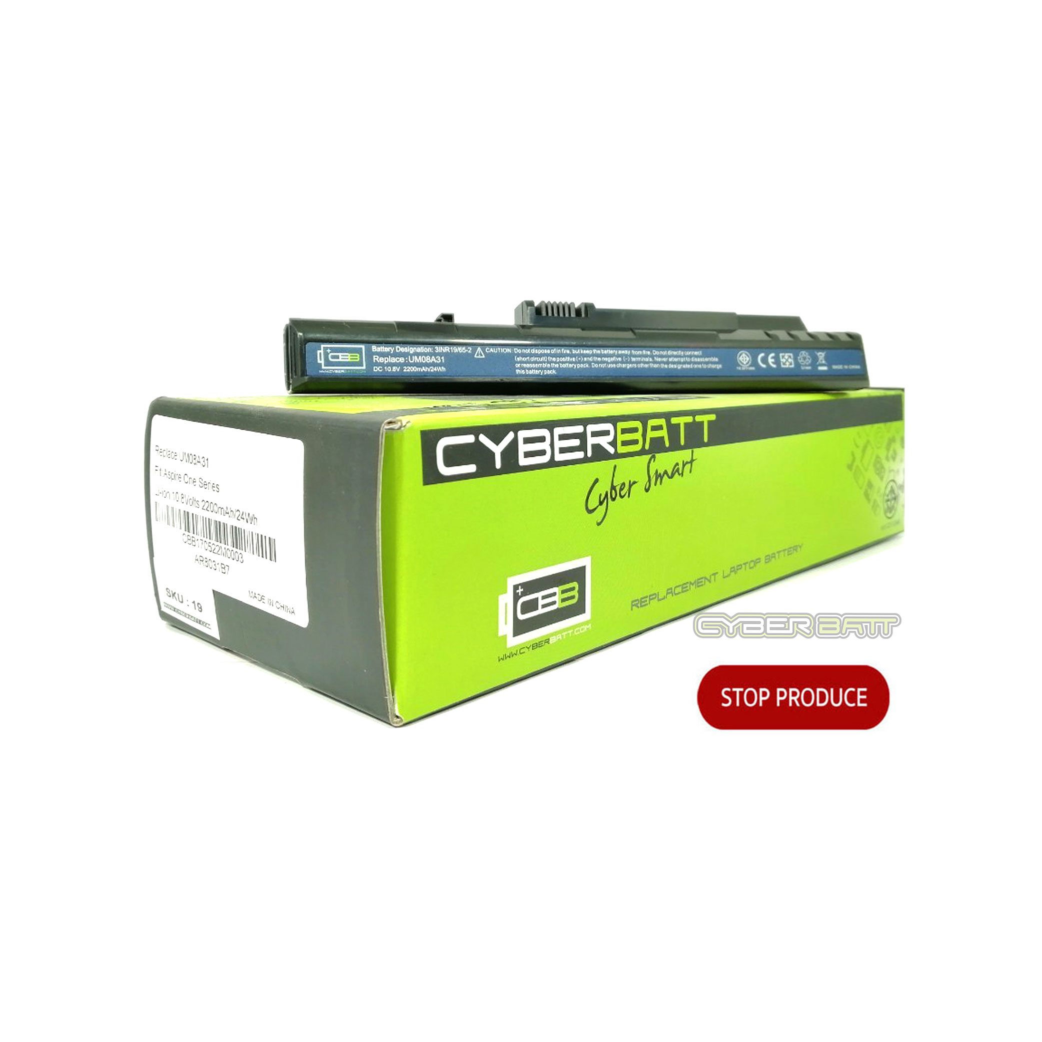 Battery Acer Aspire One A110-1295 : 10.8V-2200mAh Black (CYBERBATT) 