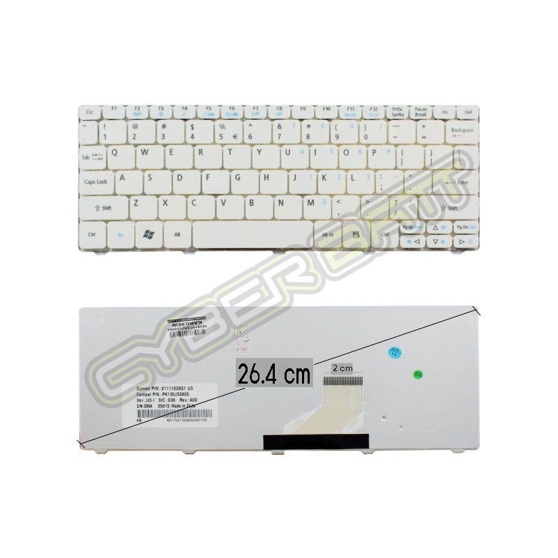 Keyboard Acer Aspire One D255 White US 