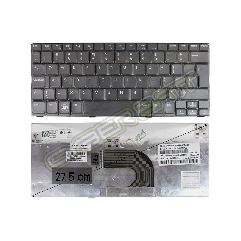 Keyboard Dell Mini 1018 1012 Black US (Big Enter) 