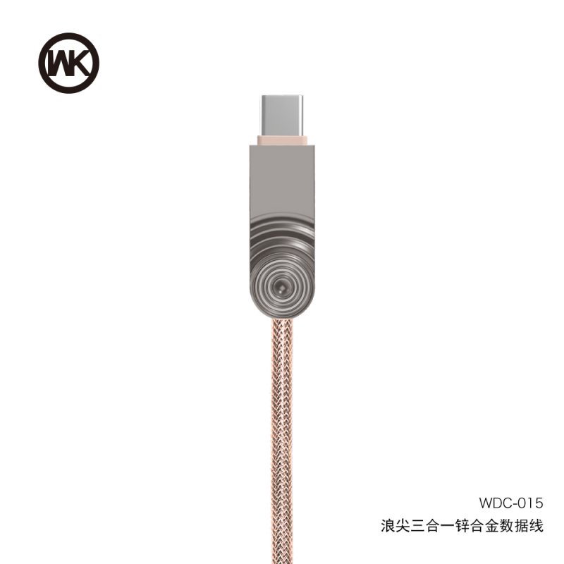CHARGING CABLE WDC-015 Micro USB/Lightning/Type-C Wave (Gold) 