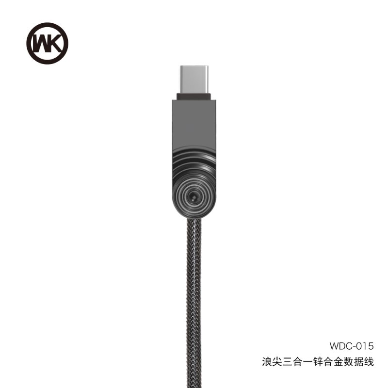 CHARGING CABLE WDC-015 Micro USB/Lightning/Type-C Wave (Tarnish) 