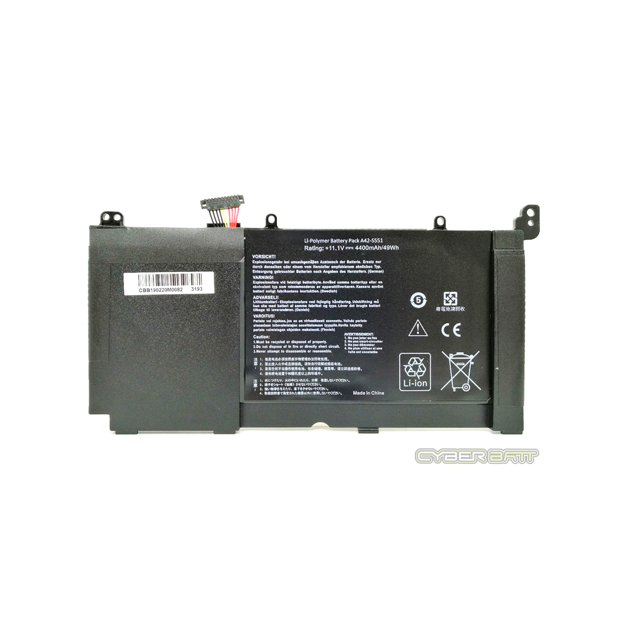 Battery Asus VivoBook S551 R553L R553LN : 11.1V-4400mAh/49Wh Black (CBB)