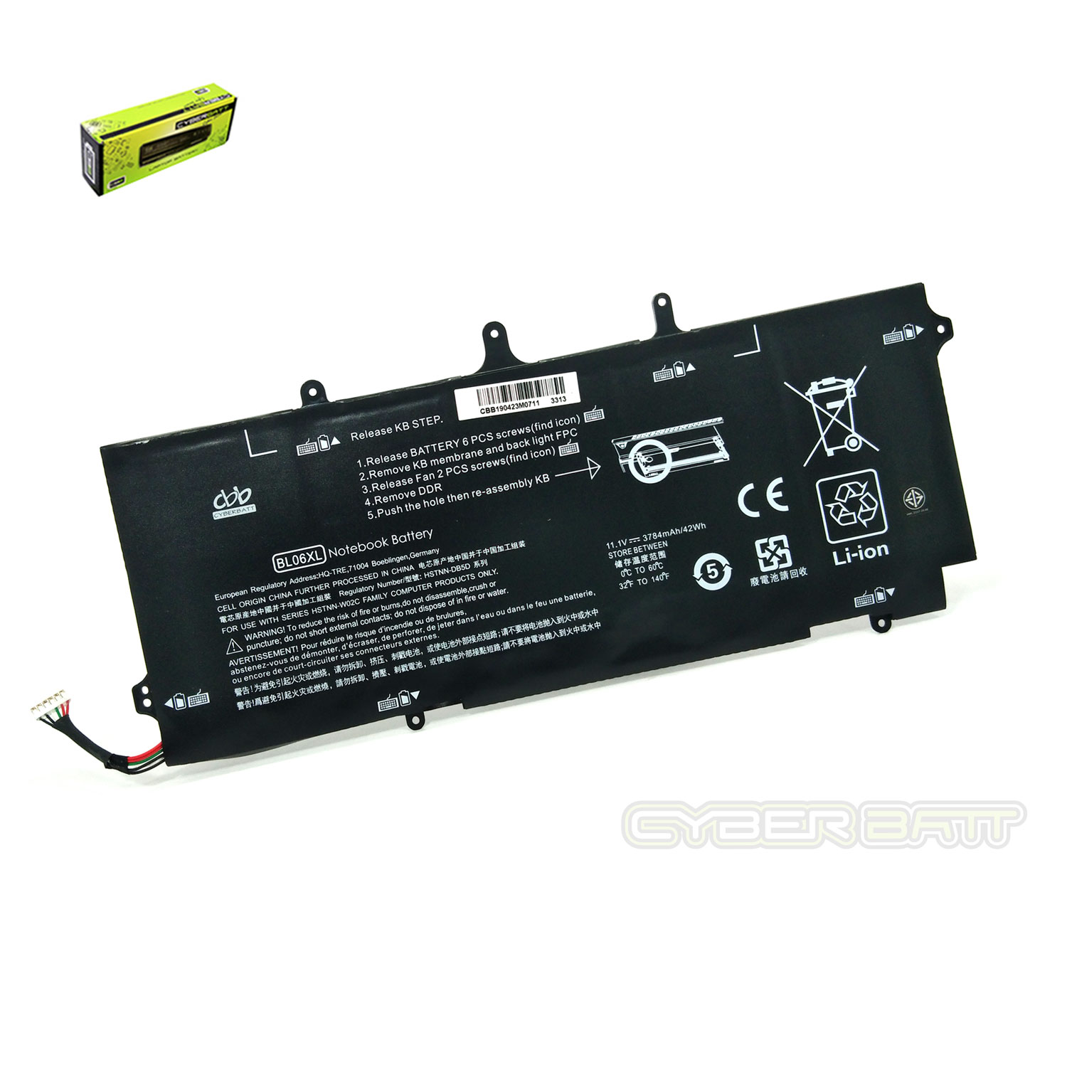 Battery HP EliteBook 1040 BL06-3S2P : 11.1V-42Wh  Black (CBB)