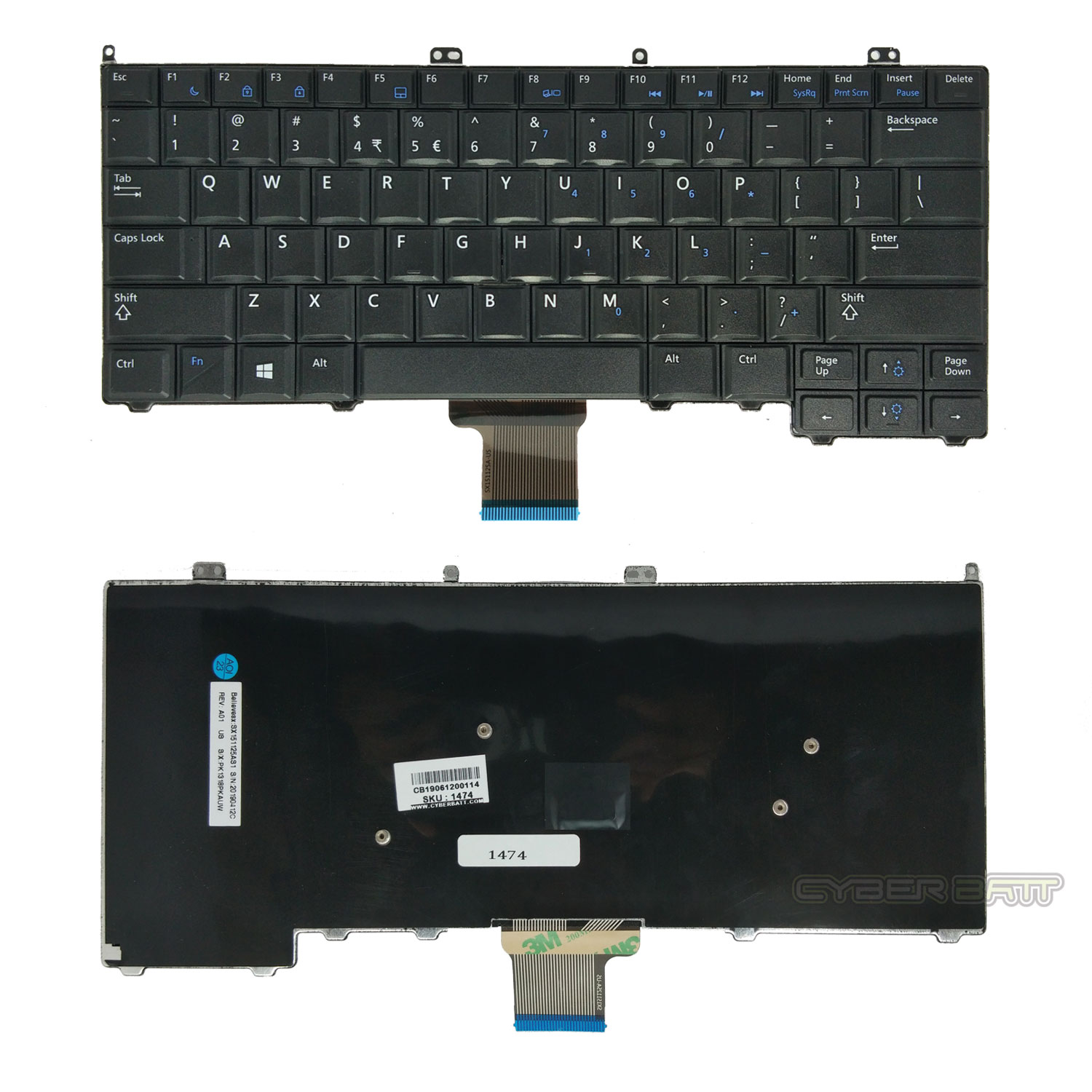 Keyboard Dell Latitude E7440 US Black