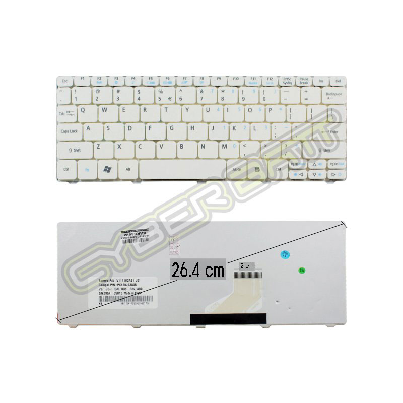 Keyboard Acer Aspire One D255 White US 